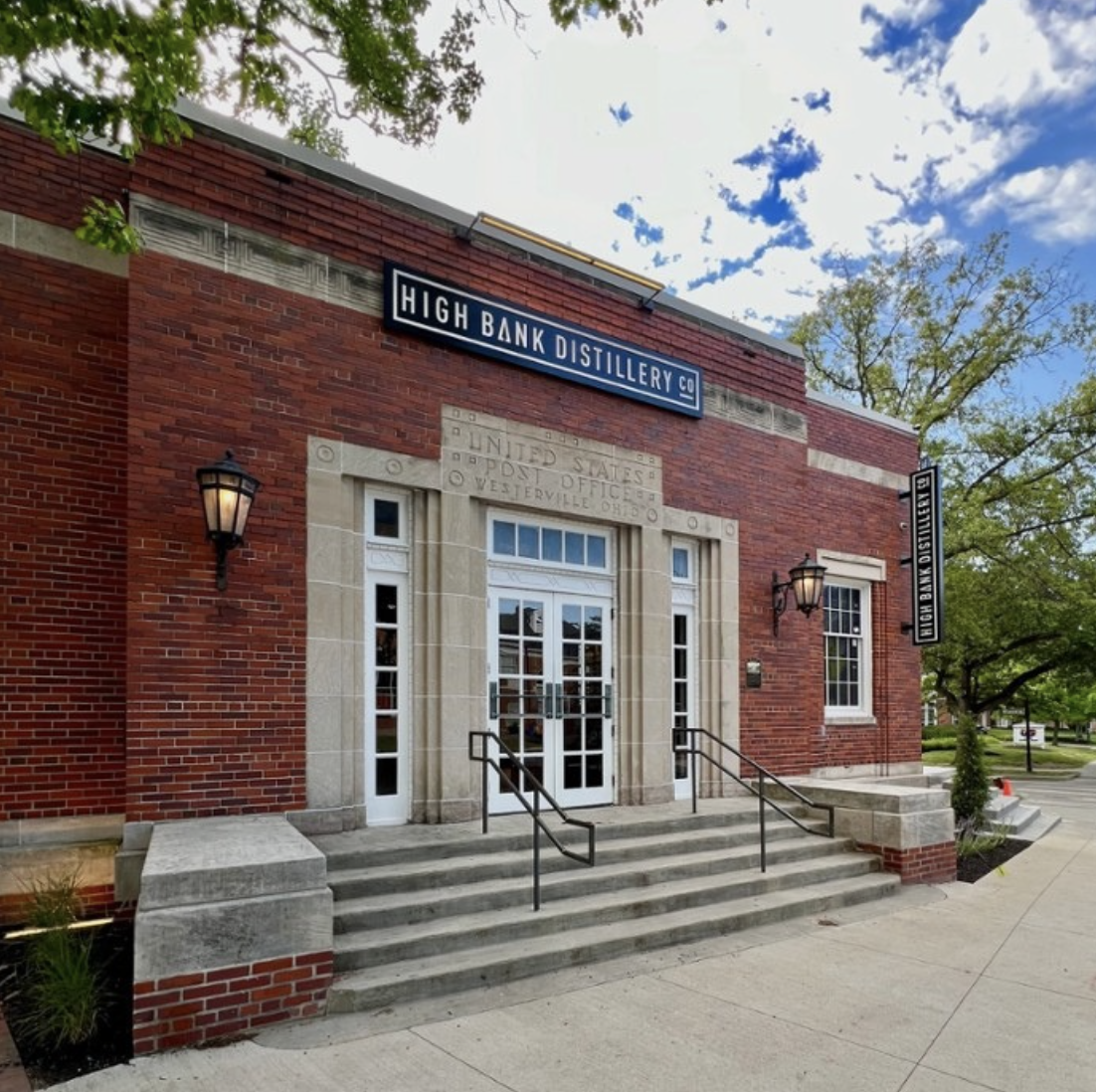 High Bank Distillery Co. — adaptive re-use of the historic United States Post Office in Westerville, Ohio